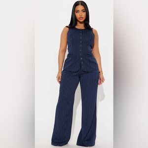 Fashion Nova Stephanie Pinstripe Vest Pant Set